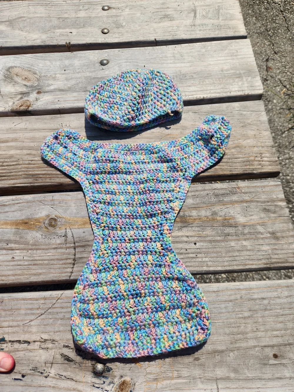 Handmade Multicolor Crochet Baby Hat & Diaper Cover Set